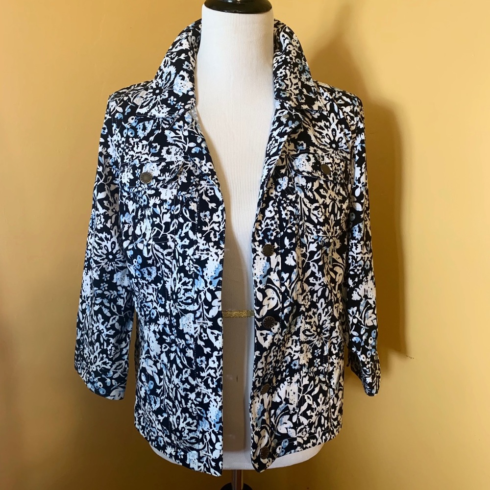 Black & Blue Floral Christopher & Banks Jacket